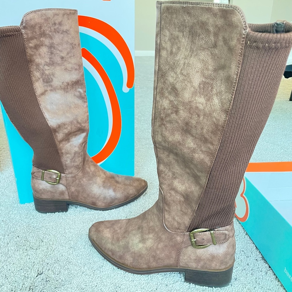 Brown leather boots